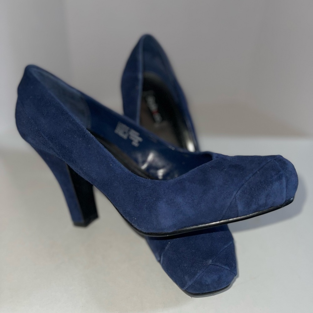 Elegant Blue Suede Women's Heels